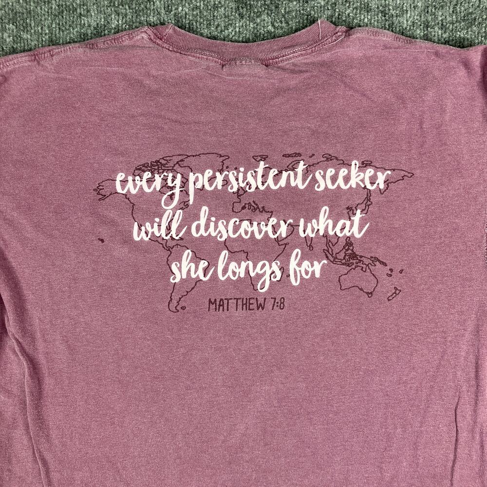 Comfort Colors Womens TShirt Size L Purple Graphic Bible Verse Religious